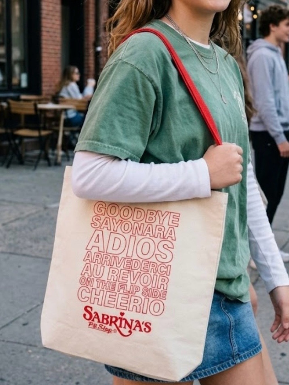 Sabrina Carpenter Coachella Official Merch Canvas Tote Bag Goodbye Lyric